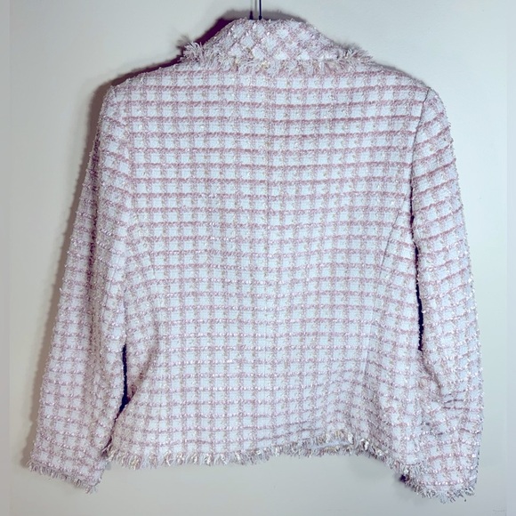 Vintage Bob Mackie Studio Striped Tweed Pink and off white Blazer Jacket Sz 10 - Picture 10 of 10